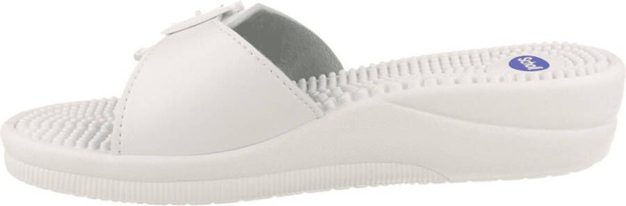 Scholl NEW MASSAGE PVC Womens White FALSO Mules White