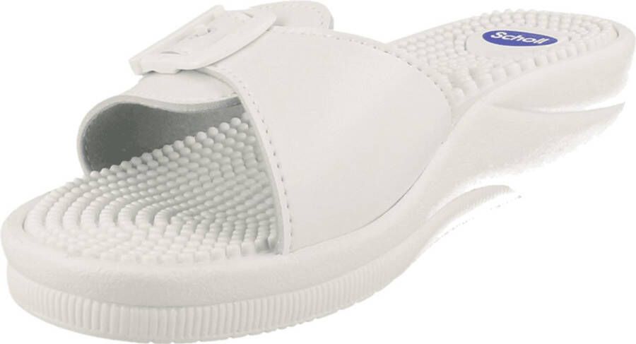 Scholl NEW MASSAGE PVC Womens White FALSO Mules White