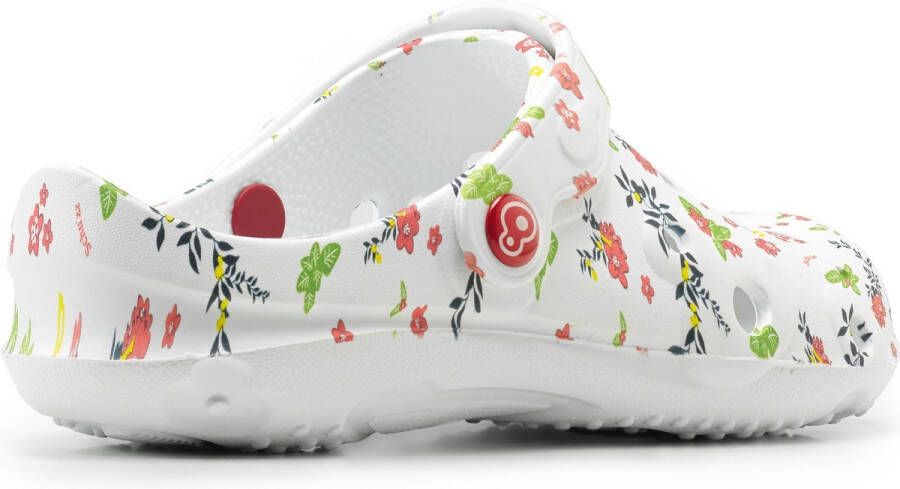 Schu'zz Schuzz Damen Clog Badeschuhe Globule Femme imprimé Liberty sur blan Weiß