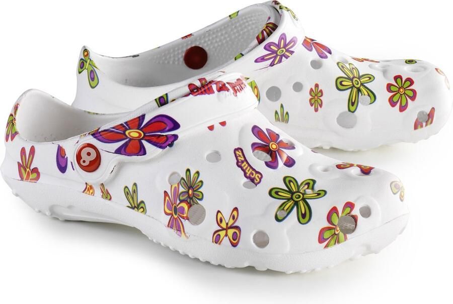Schu'zz Schuzz Damen Clog Badeschuhe Globule Femme imprimé Pop flower Multicolor