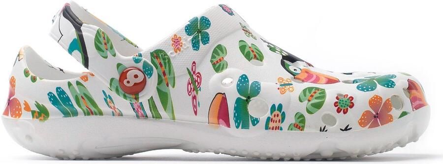 Schu'zz Schuzz Damen Clog Badeschuhe Globule Femme imprimé Toucan Multicolor