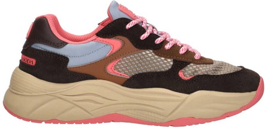 Scotch & Soda Scotch&Soda dames sneaker Celest 25 suède en mesh bruin beige roze