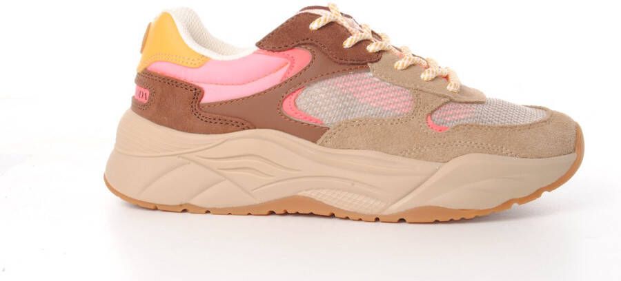 Scotch & Soda dames sneaker SCotch&Soda celest beige en koraal suède