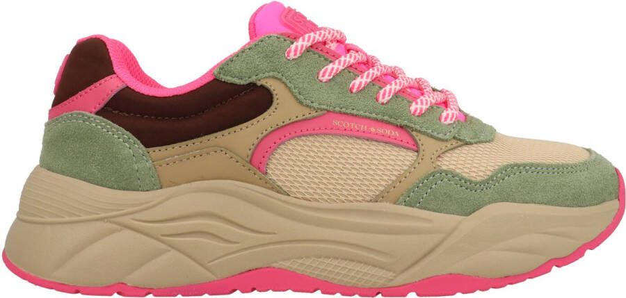 Scotch & Soda dames sneaker Scotch&Soda Celest groene suède met roze accenten