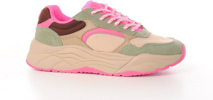 Scotch & Soda dames sneaker Scotch&Soda Celest groene suède met roze accenten