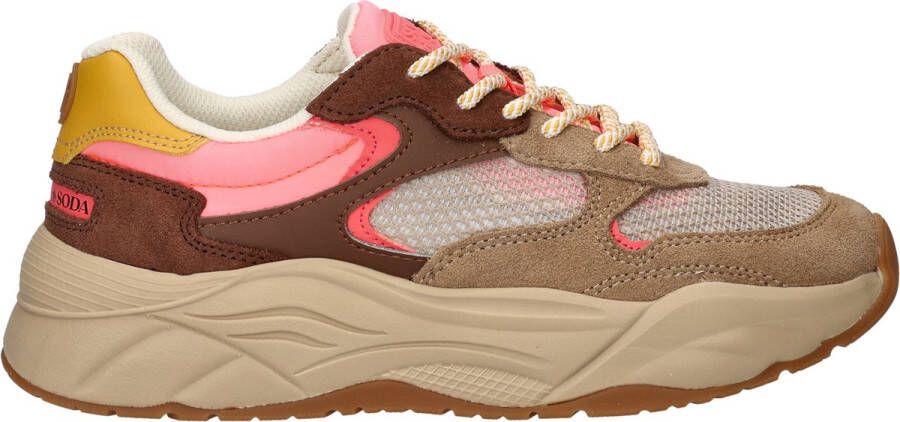 Scotch & Soda dames sneaker SCotch&Soda celest beige en koraal suède