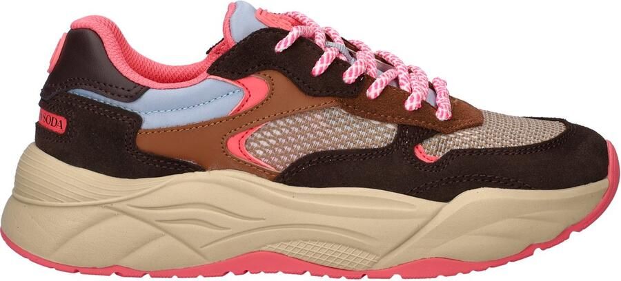 Scotch & Soda Scotch&Soda dames sneaker Celest 25 suède en mesh bruin beige roze - Foto 4