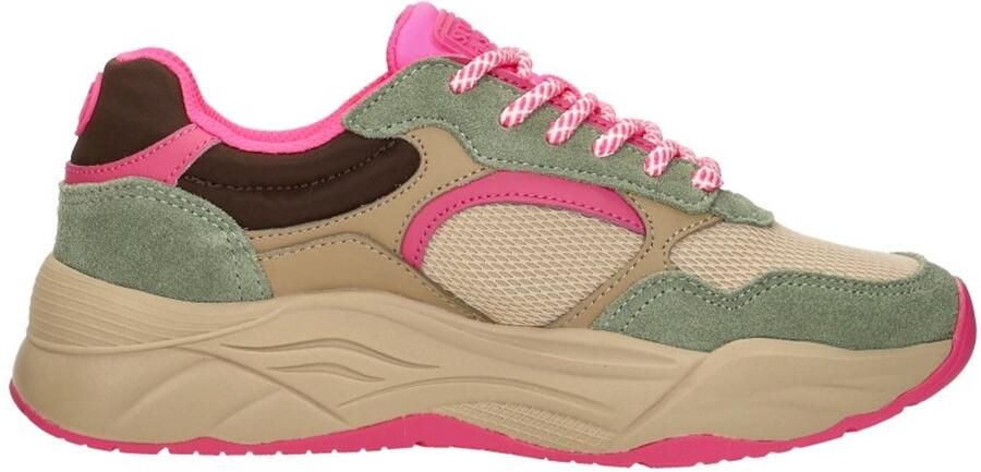 Scotch & Soda dames sneaker Scotch&Soda Celest groene suède met roze accenten