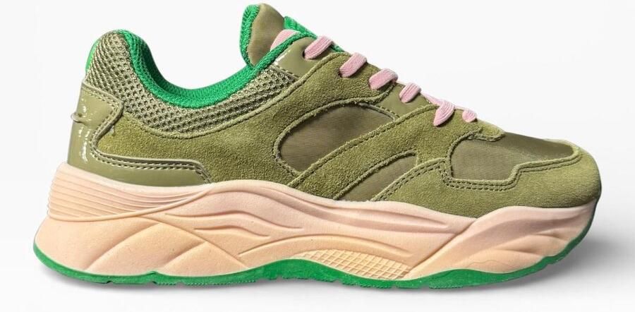 Scotch & Soda Celestia Sneakers Dames Bruin Roze Groen