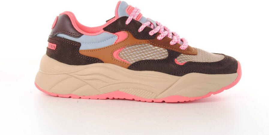 Scotch & Soda Scotch&Soda dames sneaker Celest 25 suède en mesh bruin beige roze