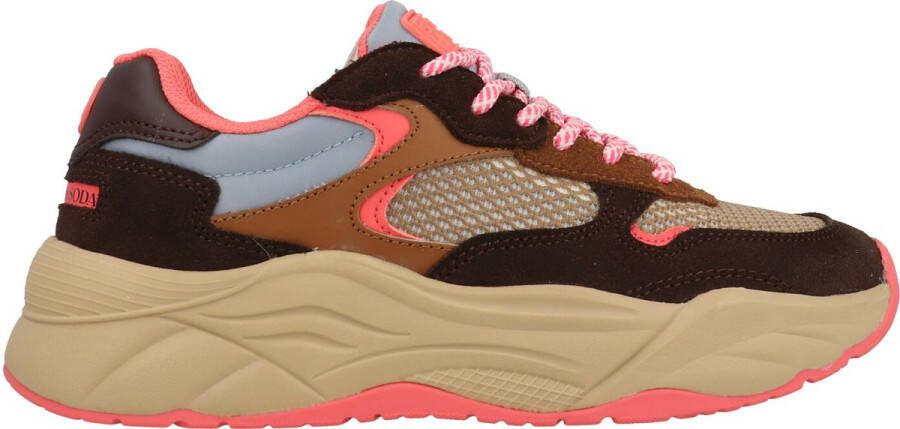 Scotch & Soda Scotch&Soda dames sneaker Celest 25 suède en mesh bruin beige roze