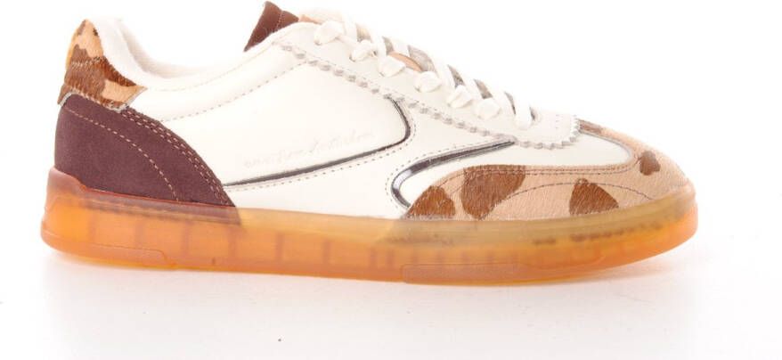 Scotch & Soda Scotch&Soda dames sneaker Nixie beige leder met bruine leopard print