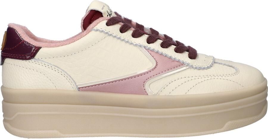 Scotch & Soda Minny leren sneakers ecru donkerrood