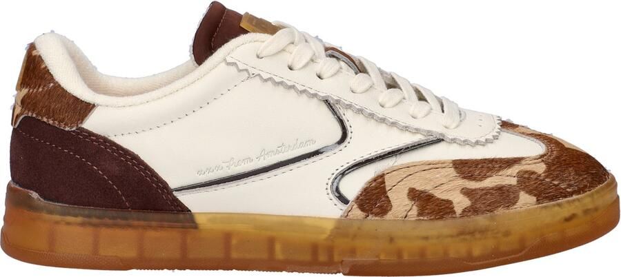 Scotch & Soda Scotch&Soda dames sneaker Nixie beige leder met bruine leopard print