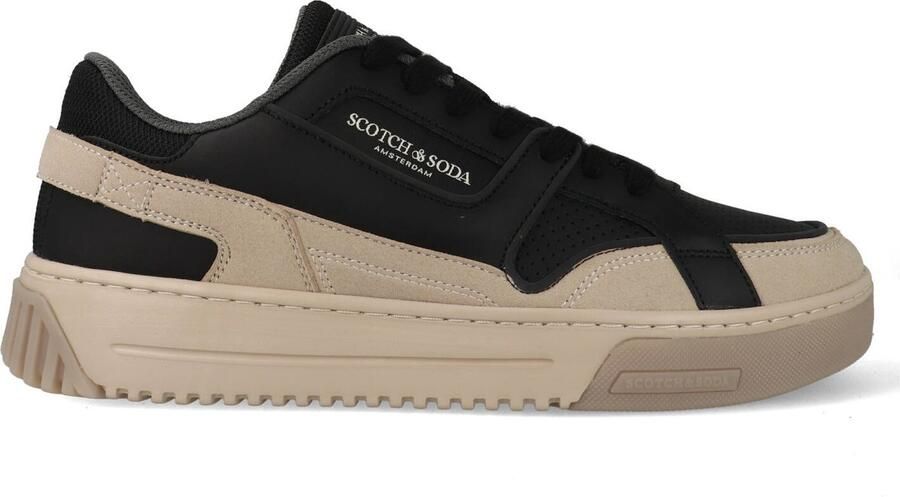 Scotch & Soda leren sneaker met meerkleurige accenten zwart - Foto 4