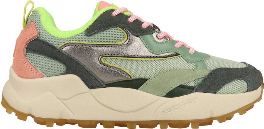 Scotch & Soda Scotch&Soda sneaker dames Mount w suède groen en roze