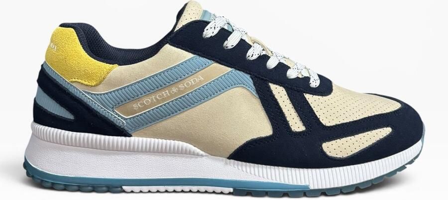 Scotch & Soda Vivex Sneakers -Mannen Blauw Wit Beige