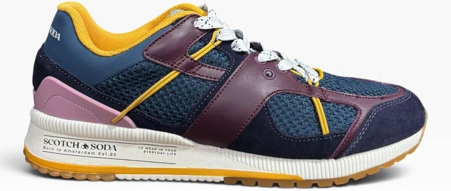 Scotch & Soda Vivex Sneakers -Mannen Paars Donkerblauw Geel