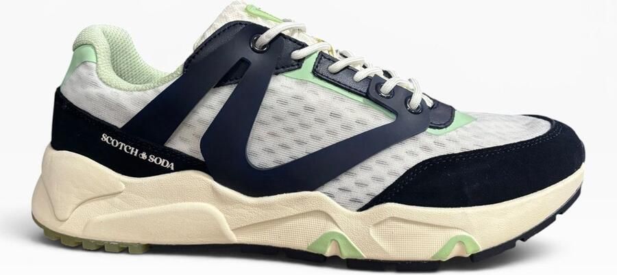 Scotch & Soda Wavy Sneakers Blauw Wit Groen