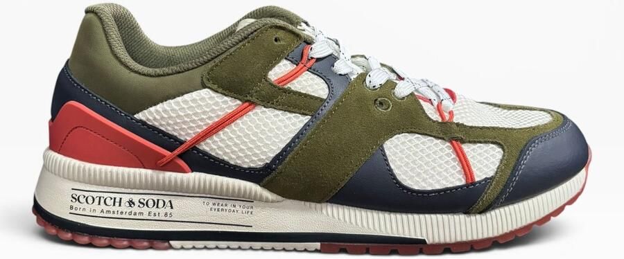 Scotch & Soda Wavy Sneakers Rood Wit Groen