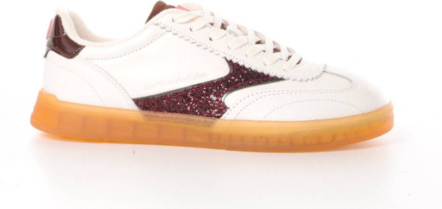 Scotch &SODA SNEAKER DAMES NIXIE LEDER WIT MET BORDO GLITTER