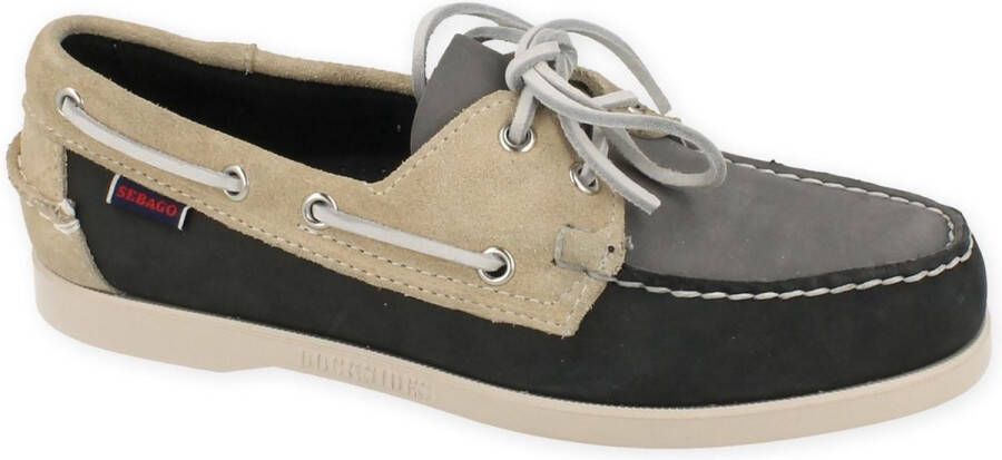 Sebago Dockside Portland Spinnaker Nubuck Blue Navy Offwhite - Foto 3