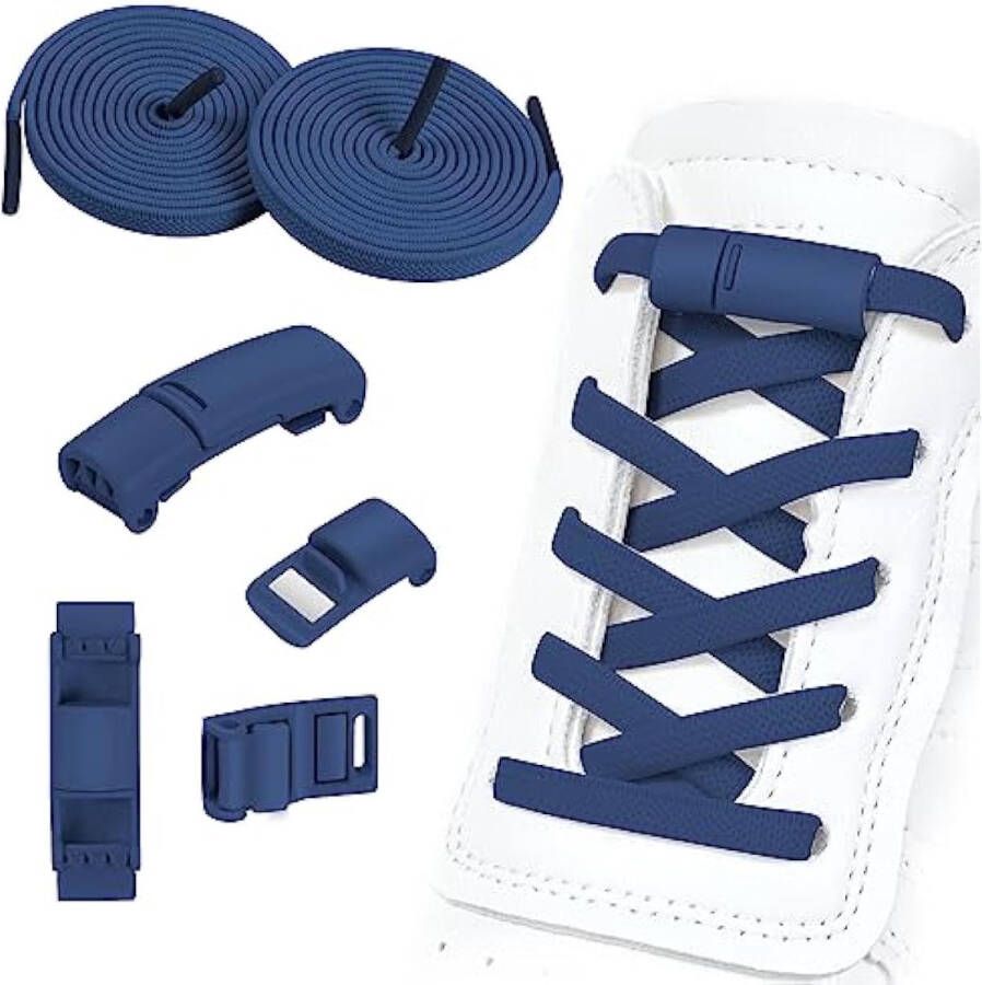 Selbro 2 paar metalen veters met gespen elastische veters zonder strike voor sneakers verstelbare veters voor kinderen volwassenen universele veter