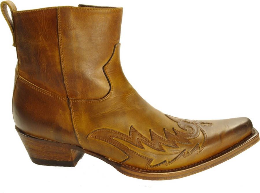 Sendra Boots 11783 Mimo Bruin Heren Enkellaars Cowboy Western Korte Laarzen Spitse Neus Beetje Schuine Hak Rits Sluiting Handgemaakt Echt Leer - Foto 1