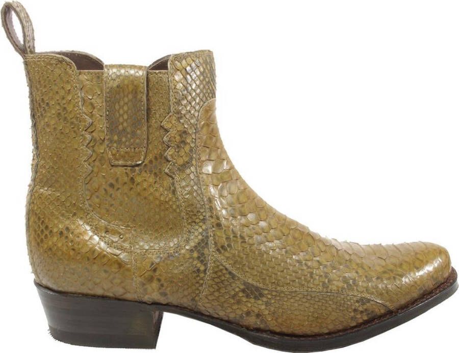 Sendra boots 10863 Kahki Heren Cowboy Enkellaars Jodhpur Ronde Neus Beetje Schuine Hak Rits Sluiting Echt Leer