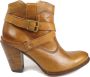 Sendra Boots 11346 Bruin Sarina Dames Enkellaars Ronde Neus Hoge Hak Vast Sierriem Ritssluiting Handgemaakt Echt Leer - Thumbnail 1