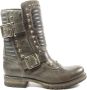 Sendra Boots 11720 Grijs Chiquita Dames Casual Biker Fashion Motorlaarzen Studs Ronde Neus Anti Slip Zool Gesp Sluiting Handgemaakt Echt Leer - Thumbnail 1