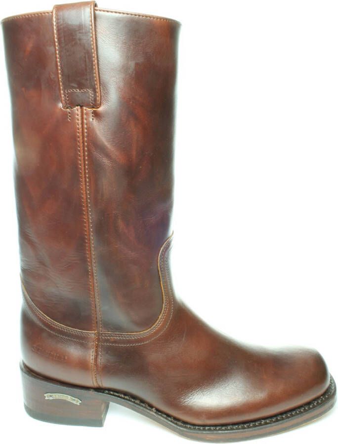 Sendra Boots 3162 Seahorse 84 Bruin Heren Basic Western Laars Ronde Neus Rechte Hak Leren Zool Rechte Schacht Trek Lussen Echt Leer