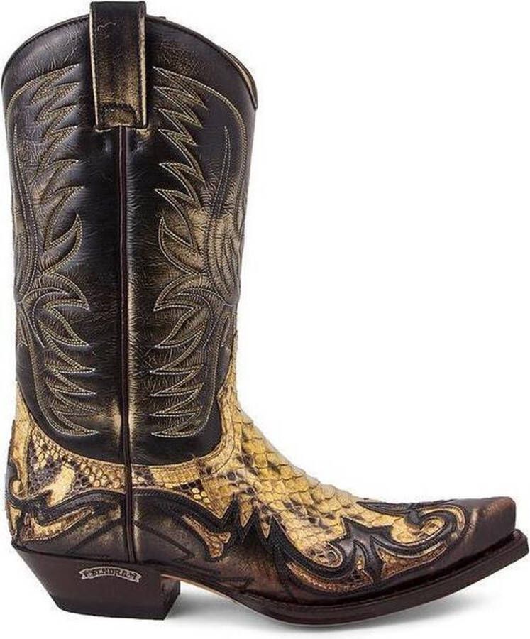 Sendra boots 3241 Cuervo Antic Heren Laarzen Cowboy Western Boots Schuine Hak Lederen Zool Spitse Neus Vintage Look Echt Leer