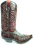 Sendra Boots 3241 Cuervo Ibiza Zwart Grijs Rood Handgemaakt Cow Western Laarzen Unisex Spitse Neus Schuine Hak Rechte Schacht Treklussen Echt Leer - Thumbnail 1
