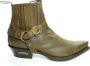 Sendra Boots 4674 Hilux Bruin Cowboy Western Korte Laarzen Heren Enkellaars Spitse Neus Beetje Schuine Hak Elastiek Sluiting Afneembaar Sierspoor Goodyear Welted Echt Leer - Thumbnail 1