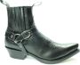 Sendra Boots 4674 Hilux Zwart Cowboy Western Korte Laarzen Heren Enkellaars Spitse Neus Beetje Schuine Hak Elastiek Sluiting Afneembaar Sierspoor Goodyear Welted Echt Leer - Thumbnail 1