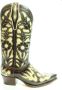 Sendra Boots 5529 Bruin Dames Western Bohemian Ibiza Laarzen Judi Spitse neus Rechte Hak Bloemmotief Treklussen Echt Leer - Thumbnail 1