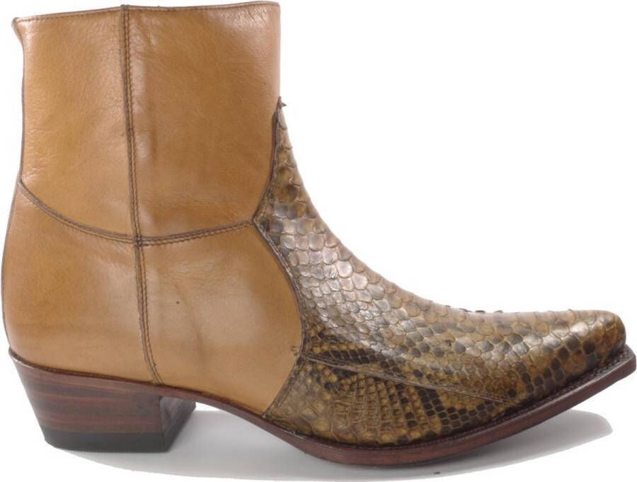 Sendra boots 5701 Pico Bruin Handgemaakt Heren Cowboy Enkellaars Spits Neus Beetje Schuine Hak Rits Sluiting Echt Leer