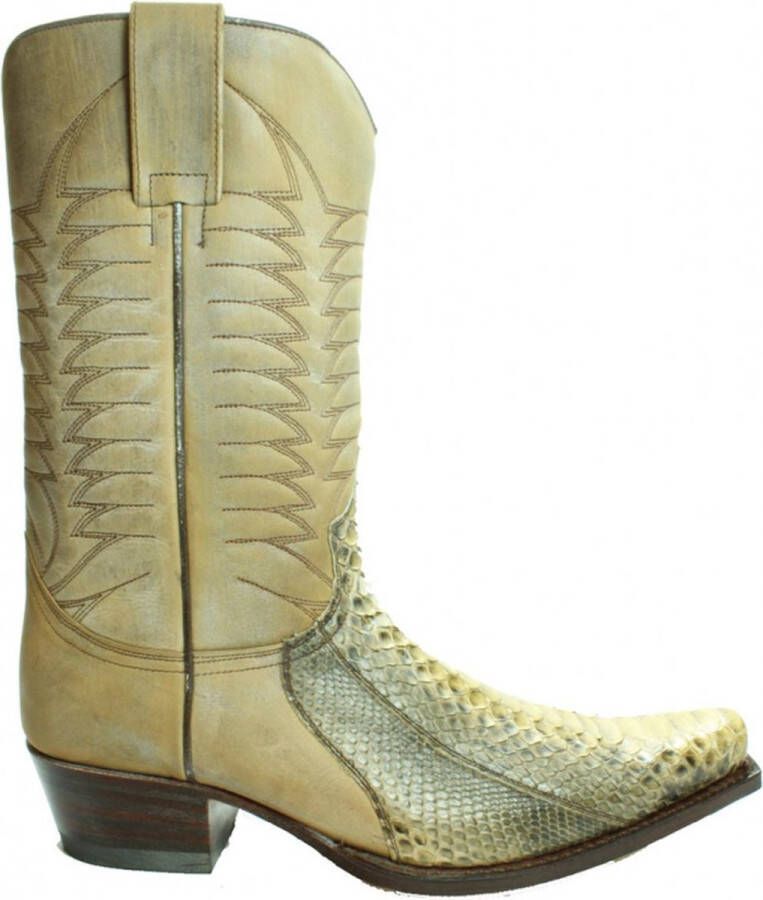 Sendra boots 5907 Mimo Zandkleur Heren Cowboy Western Laars Spitse Neus Beetje Schuine Hak Rechte schacht Treklussen Handgemaakt Echt Leer