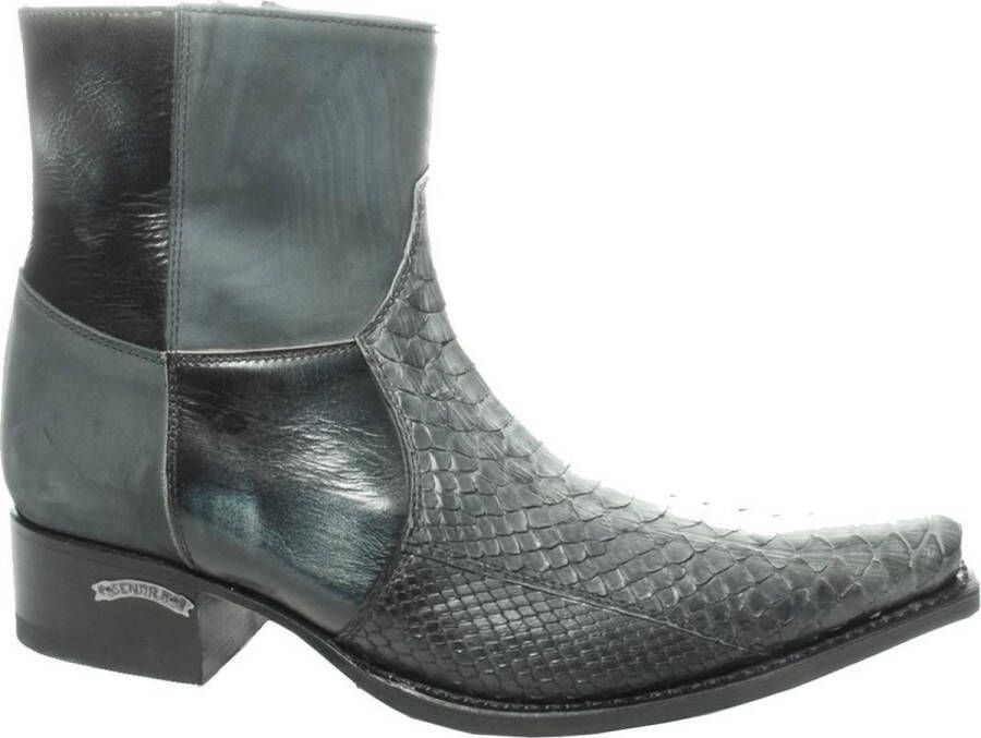 Sendra boots 5919 Mimo Antraciet Heren Cowboy Western Enkellaars Leren Zool Rechte Hak Rits Sluiting Spitse Neus Echte leer