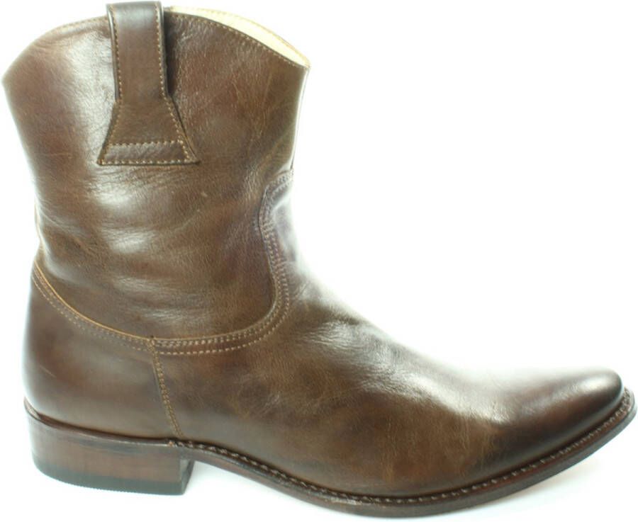 Sendra boots 6329 Campera Bruin Heren Enkellaars Western Geklede Korte Boots Ronde Neus Rechte Hak Rits Sluiting Handgemaakt Echt Leer