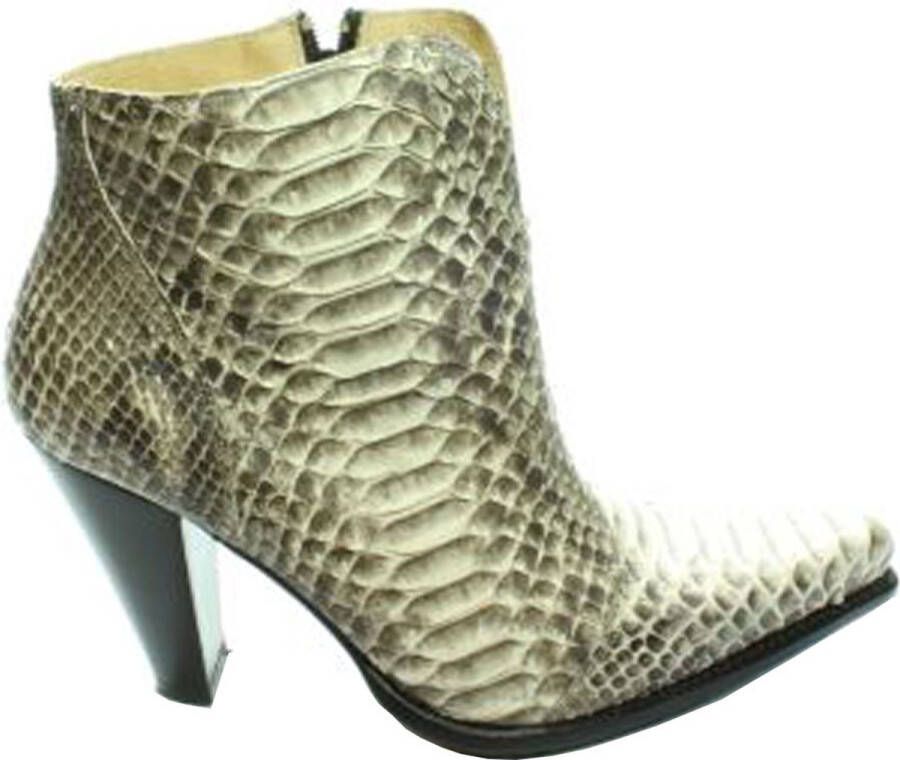 Sendra boots 7981 Naturel Dames Enkelaars Hoge Hak Spitse Neus echt leer