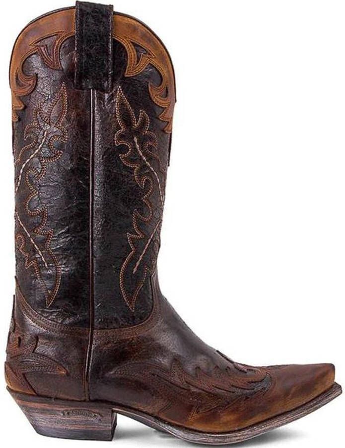 Sendra Boots 9669 Cuervo Bruin Cow Western Unisex Laarzen Spitse Neus Schuine Hak Vintage Look Echt Leer - Foto 1