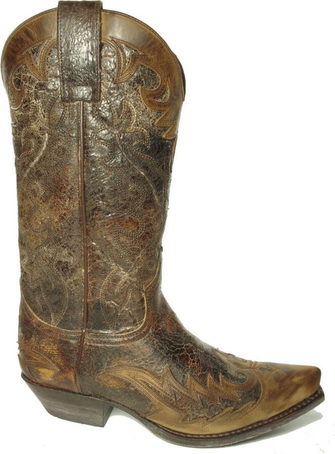 Sendra boots 9669 Cuervo Bruin Cow Western Unisex Laarzen Spitse Neus Schuine Hak Vintage Look Echt Leer