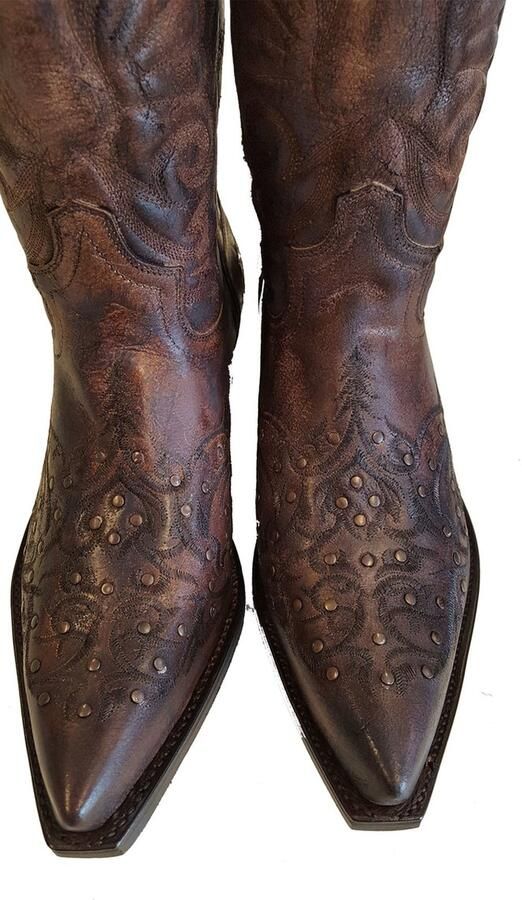 Sendra boots 11472 Cuervo Bruin Heren Laarzen Cowboy Western Boots Spitse Neus Schuine Hak Lederen Zool Sierstiksel Studs Vintage Look Echt Leer - Foto 5