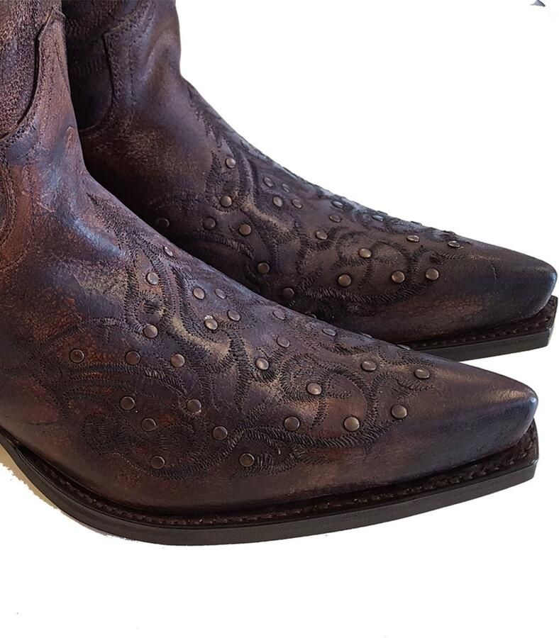 Sendra boots 11472 Cuervo Bruin Heren Laarzen Cowboy Western Boots Spitse Neus Schuine Hak Lederen Zool Sierstiksel Studs Vintage Look Echt Leer - Foto 2