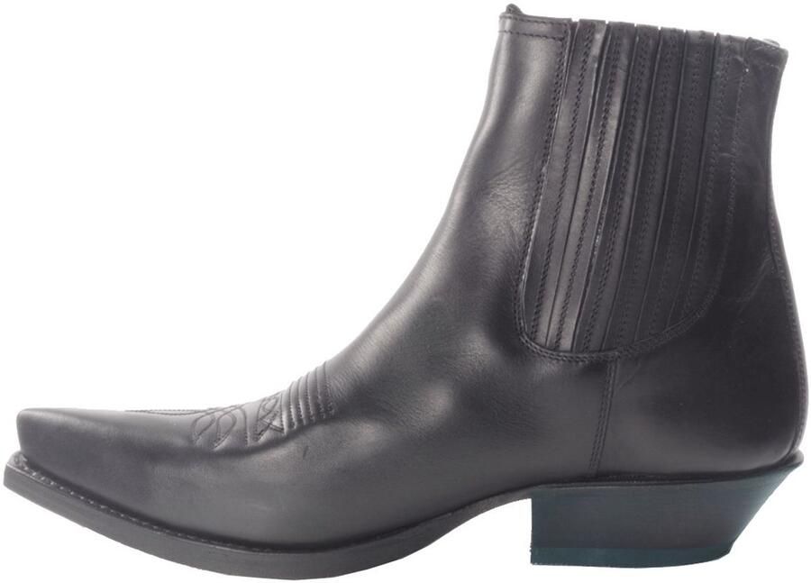 Sendra boots 2581 Cuervo Zwart Handgemaakt Cowboy Western Heren Enkel Laars Spitse Neus Beetje Schuine Hak Sierstiksels op de Wreef Jodhpur Sluiting Echt Leer - Foto 2