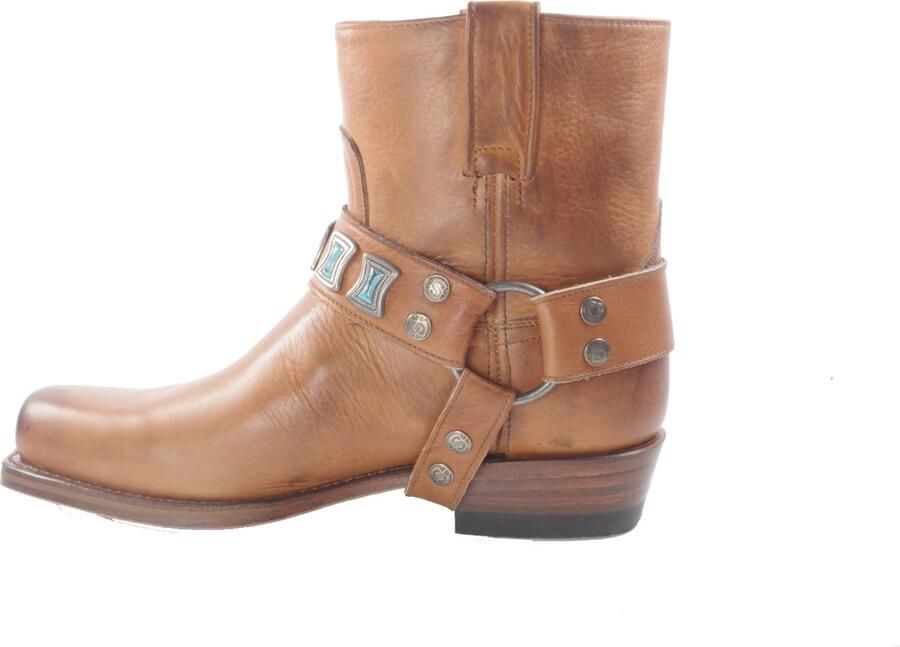 Sendra Boots 10845 Cognac Handgemaakt Biker Western Ibiza Dames Enkel Laars Rechte Schacht Afneembaar Sierspoor Vierkante Neus Echt Leer - Foto 4