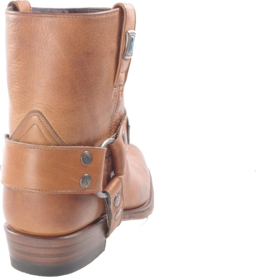 Sendra Boots 10845 Cognac Handgemaakt Biker Western Ibiza Dames Enkel Laars Rechte Schacht Afneembaar Sierspoor Vierkante Neus Echt Leer - Foto 2