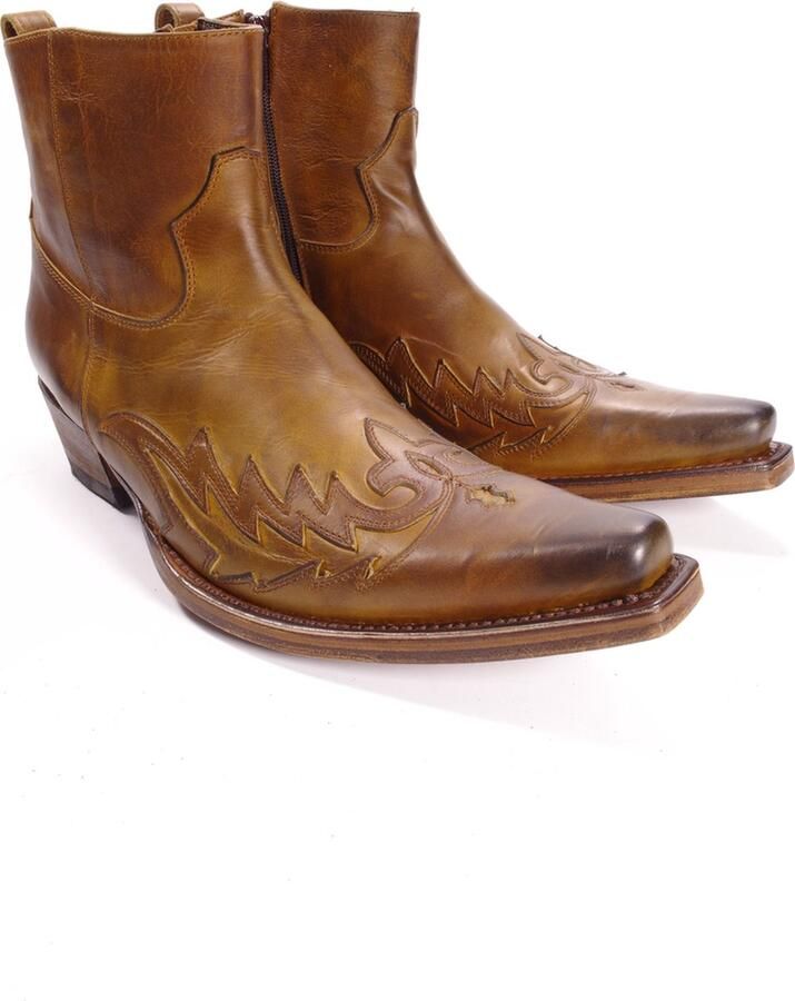 Sendra Boots 11783 Mimo Bruin Heren Enkellaars Cowboy Western Korte Laarzen Spitse Neus Beetje Schuine Hak Rits Sluiting Handgemaakt Echt Leer - Foto 2